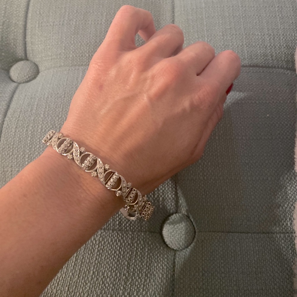 10k white gold plated diamond bracelet